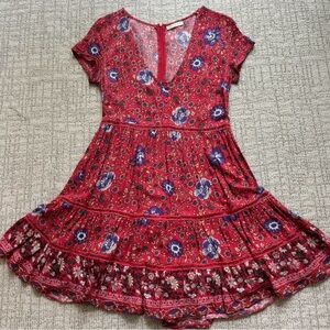 Red Floral Mini Dress